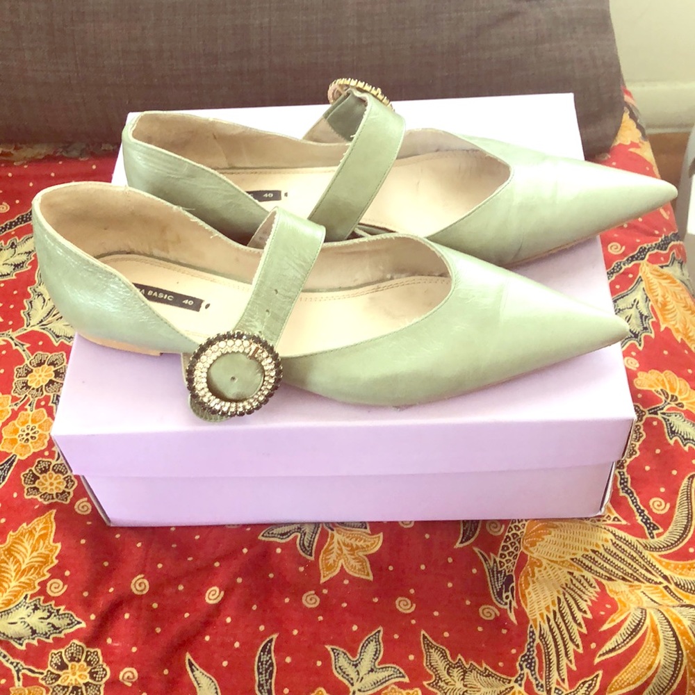 Zara Green flats